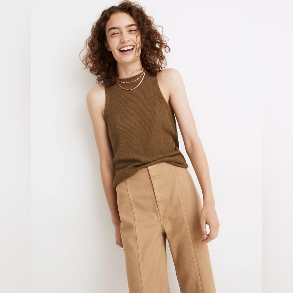 Madewell Bouclé Tank Top in Golden Spinach